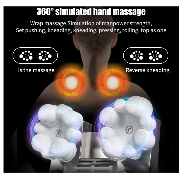 Smart 3D Kneading Heated Neck & Back Massager Pillow – Deep Tissue Pain Relief