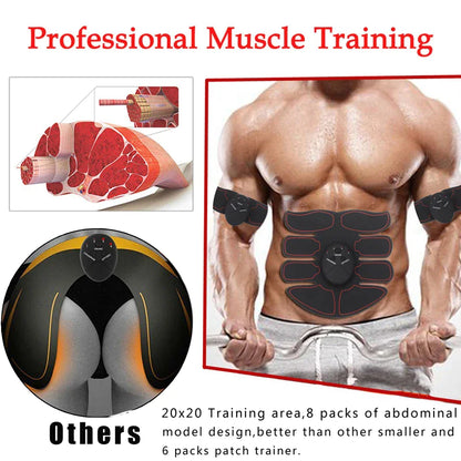Smart EMS Abs Toning Trainer – Wireless Rechargeable Muscle Stimulator